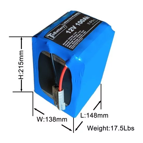 12V 100AH LiFePO4 Lithium Iron Phosphate Deep Cycle Battery With BMS